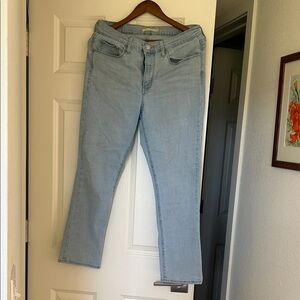 Women's Straight Leg Light Blue Jeans - Mid Rise Classic